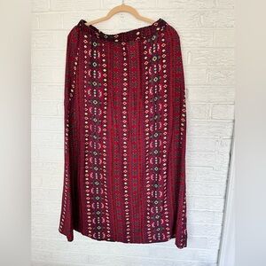 Geo patterned Maxi Skirt; Stretchy Waist Soft And Flowey